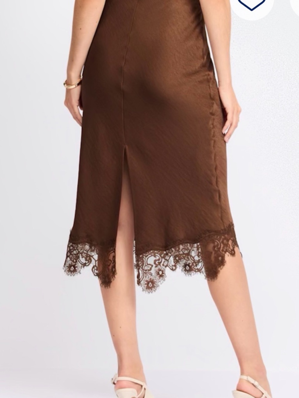 Skies Are Blue Brown Lace-Hem Slip Skirt Size Small NWT - Picture 2 of 12